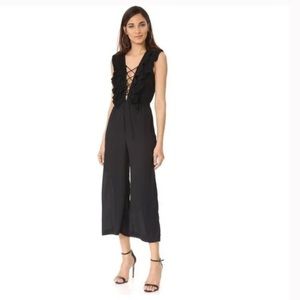 DELFI Collective Bonnie Lace Up Ruffle Jumpsuit - Black - Size Small